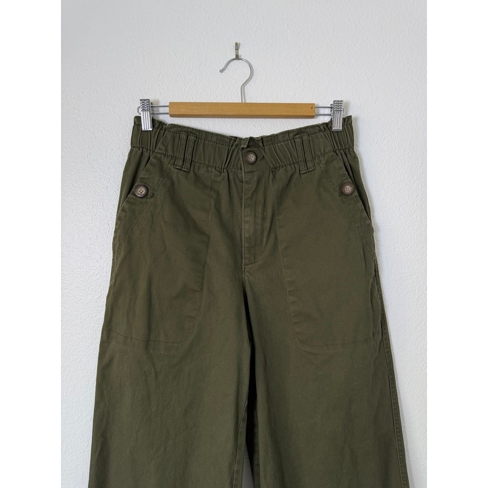 Democracy Olive Green Wide Leg Trousers Elastic Gathered High Waist Pant Size 10 - Picture 2 of 7
